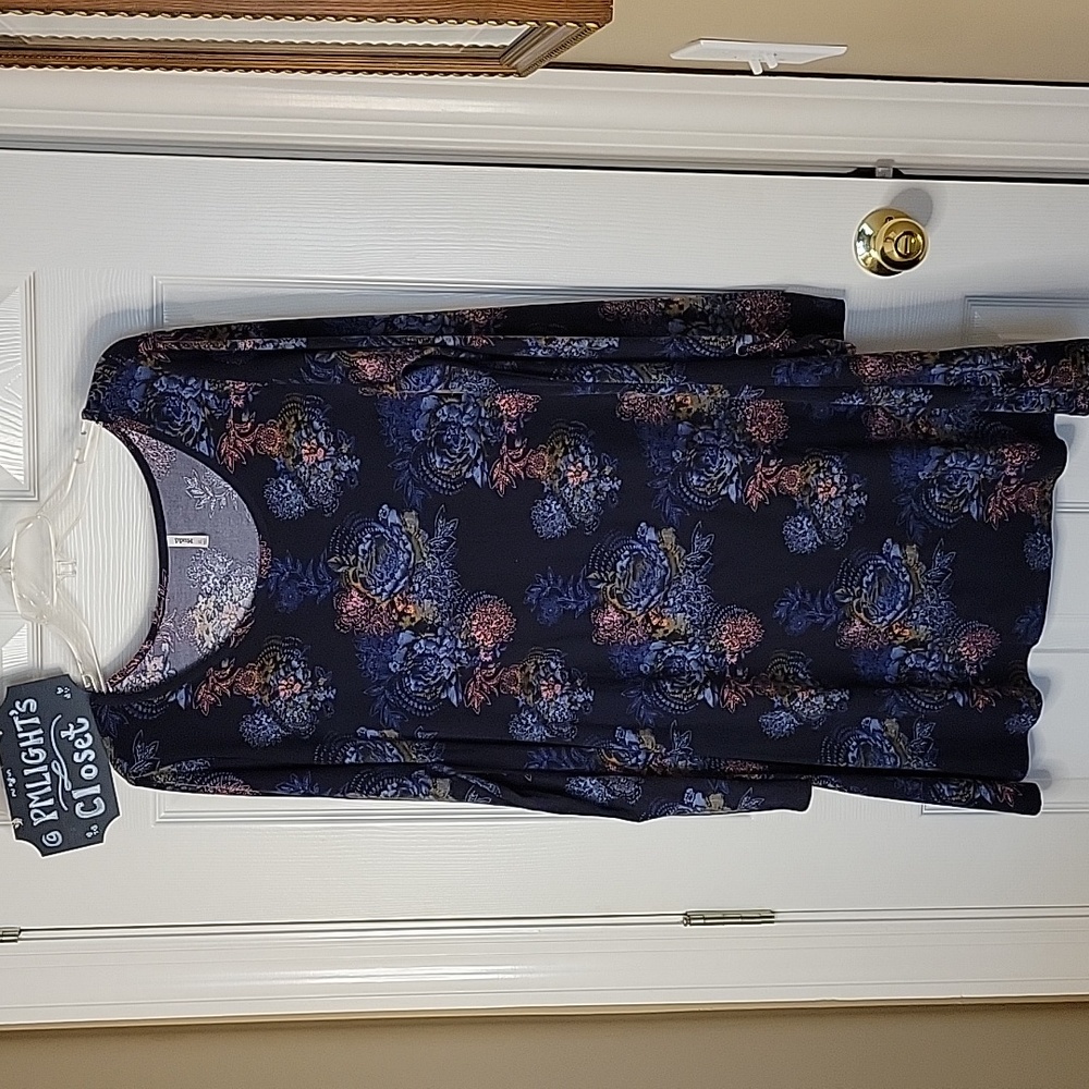 Mudd Dress XL Navy Purple Pink Floral Long Sleeve